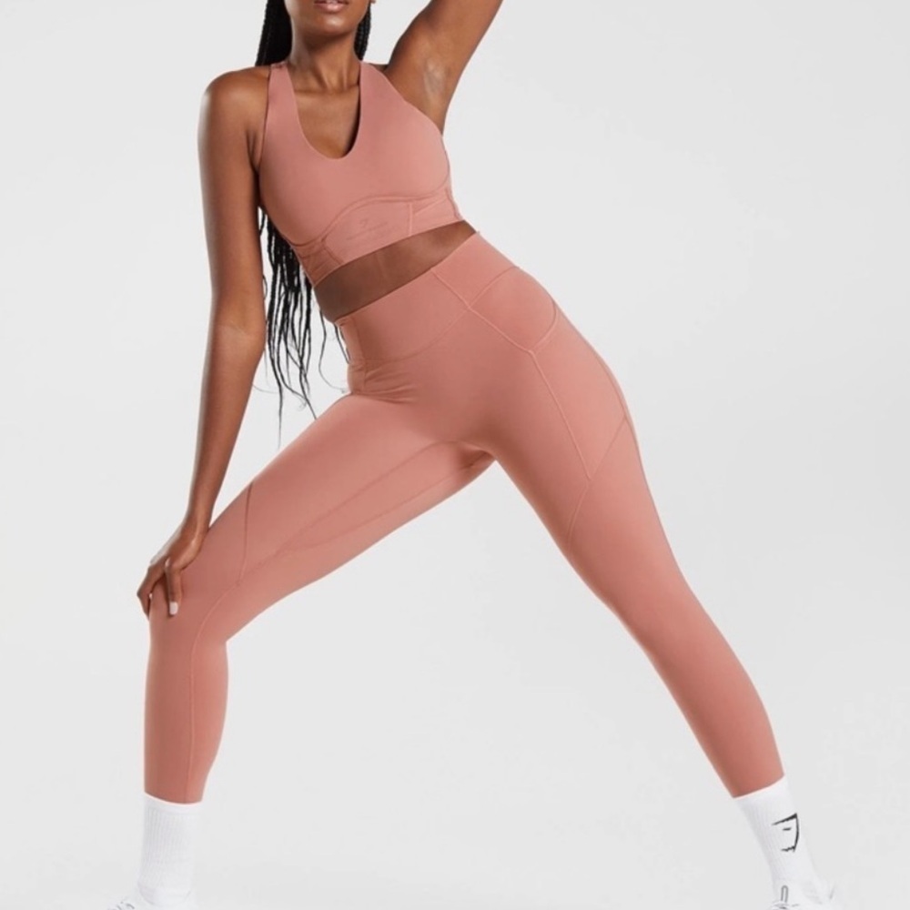Women’s High-Waist Leggings & Sports Bra Set - Dusty Rose